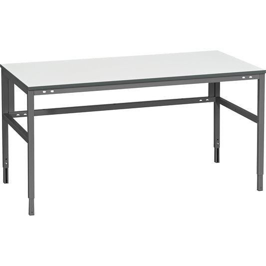 Embla work table, grey laminate, WxD 1200 x 800 mm, height 700 - 950 mm.