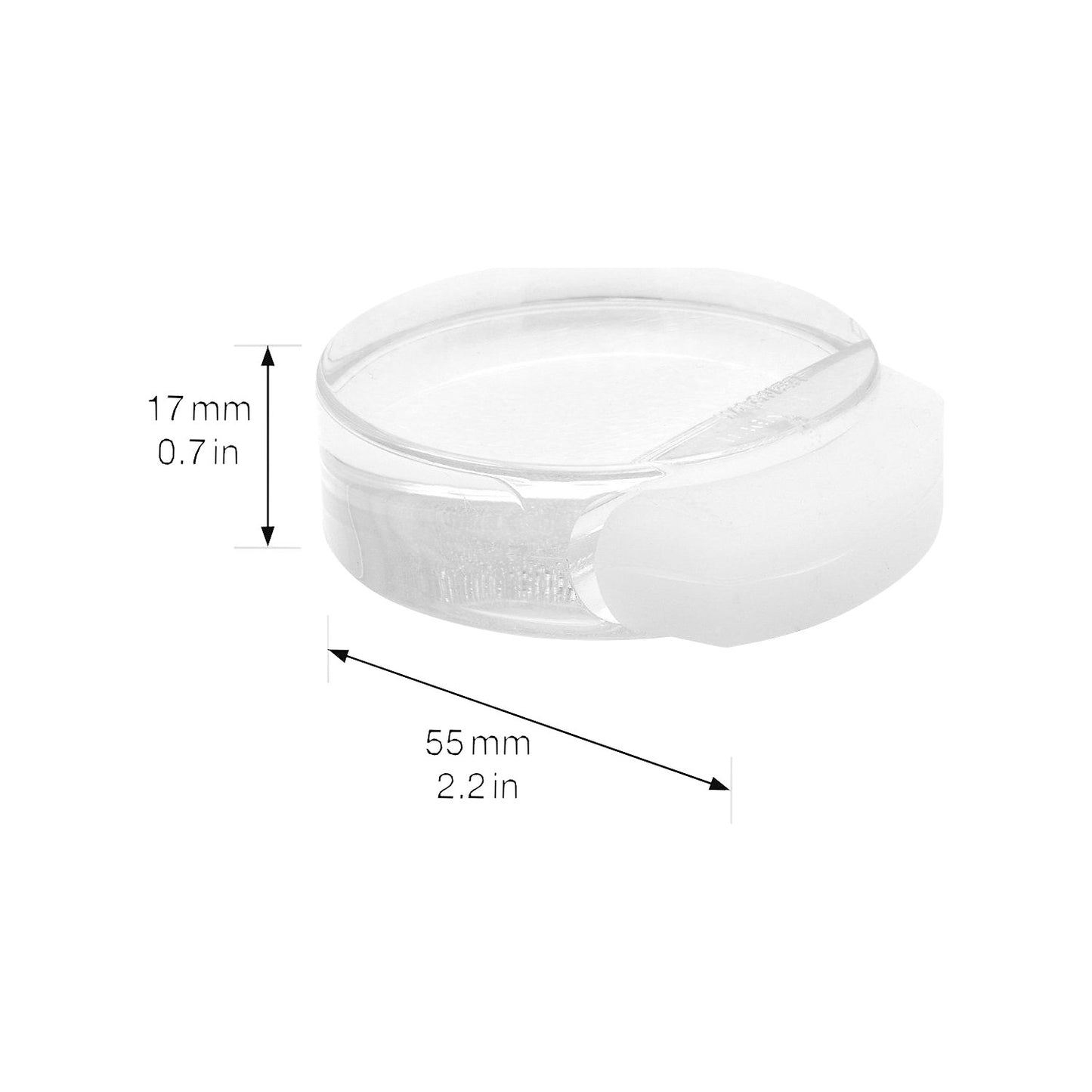 Floor mounted door stopper, LxWxH 55 x 50 x 17 mm, pack of 4, transparent.