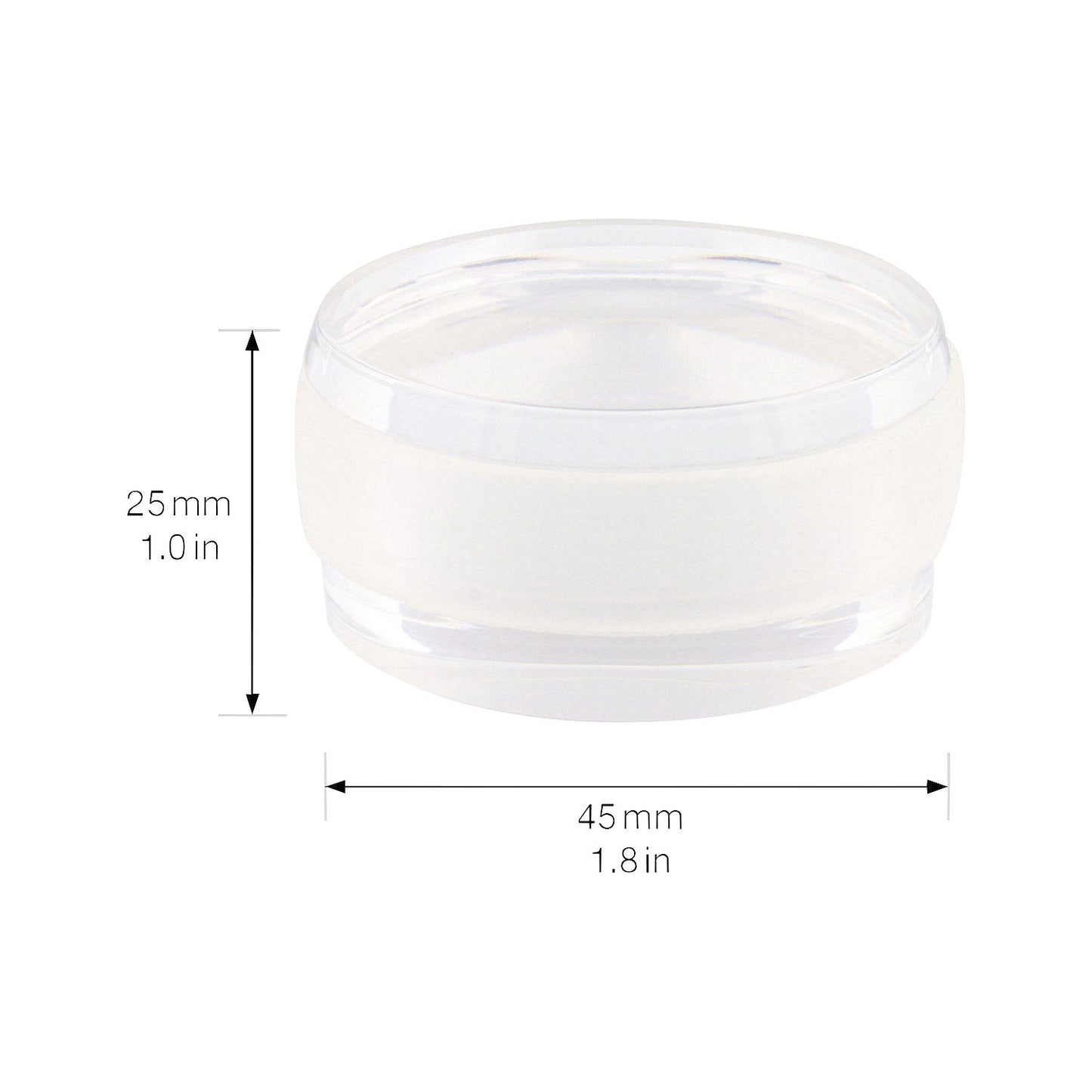 Floor mounted door stopper, 45 mm, pack of 4, 25 mm, transparent.