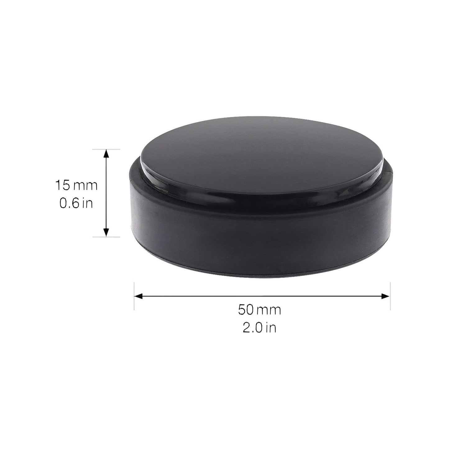 Floor mounted door stopper, Ø 48.5 mm, pack of 4, 15 mm, black.