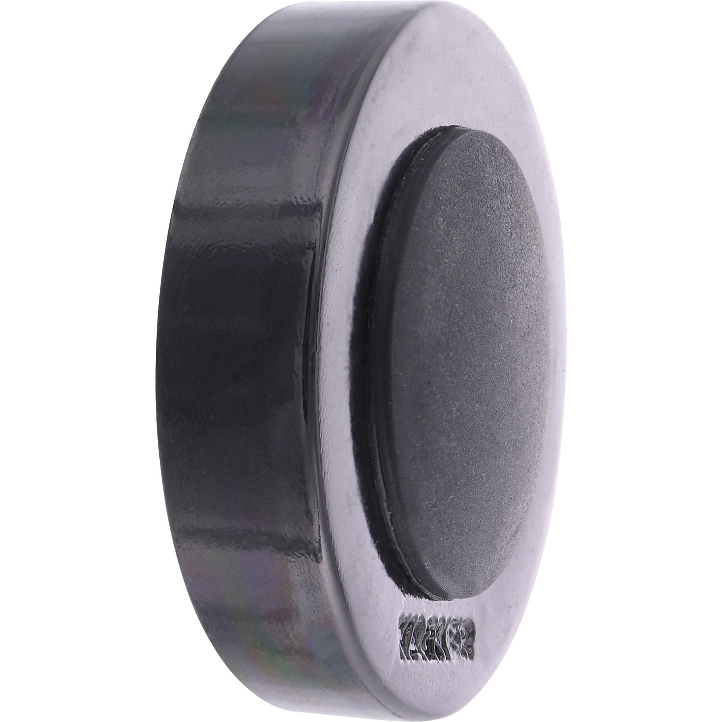 Designer wall mounted door stopper, Ø 38 mm, pack of 2, height 10 mm, transparent smoky/black.