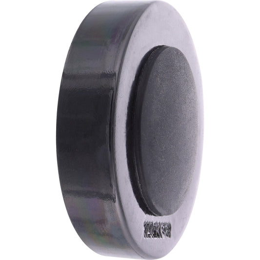 Designer wall mounted door stopper, Ø 38 mm, pack of 2, height 10 mm, transparent smoky/black.