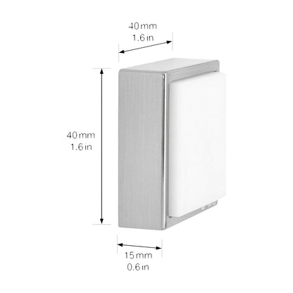 Wall mounted door stopper, LxWxH 40 x 40 x 15 mm, pack of 2, silver/white.