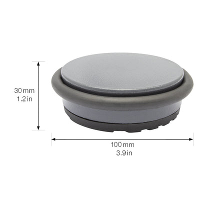 BIG DISK floor mounted door stopper, Ø 96 mm, pack of 2, height 30 mm, grey.