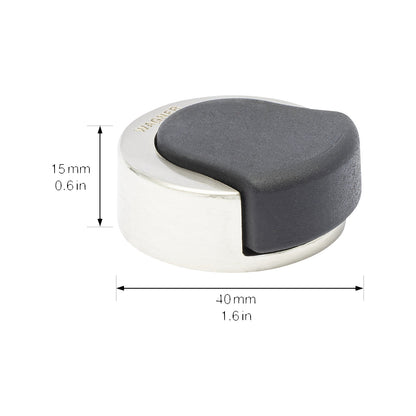 Floor/wall mounted door stopper, LxWxH 39 x 38 x 15 mm, pack of 2, stainless steel finish.