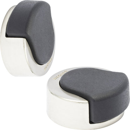 Floor/wall mounted door stopper, LxWxH 39 x 38 x 15 mm, pack of 2, stainless steel finish.