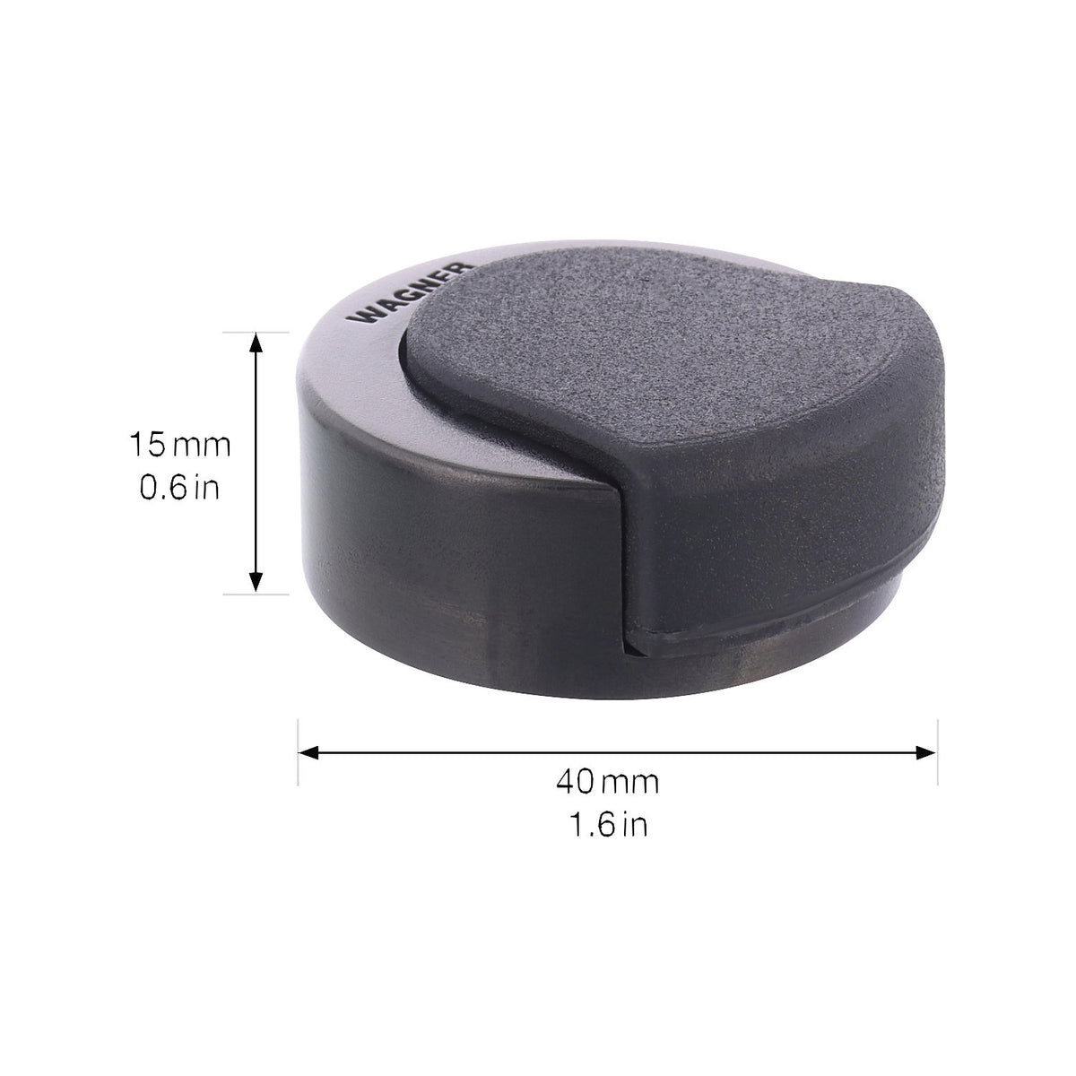 Floor/wall mounted door stopper, LxWxH 39 x 38 x 15 mm, pack of 2, black matt.