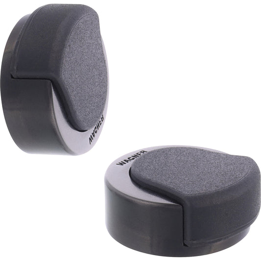 Floor/wall mounted door stopper, LxWxH 39 x 38 x 15 mm, pack of 2, black matt.