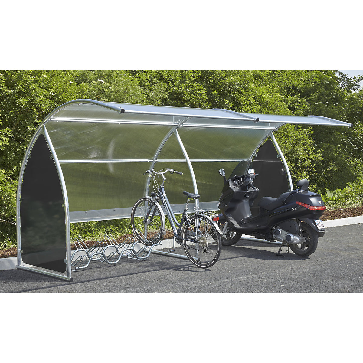 Shelter with side flap for B800VNO, extension unit, HxW 2220 x 2210 mm, metal finish.