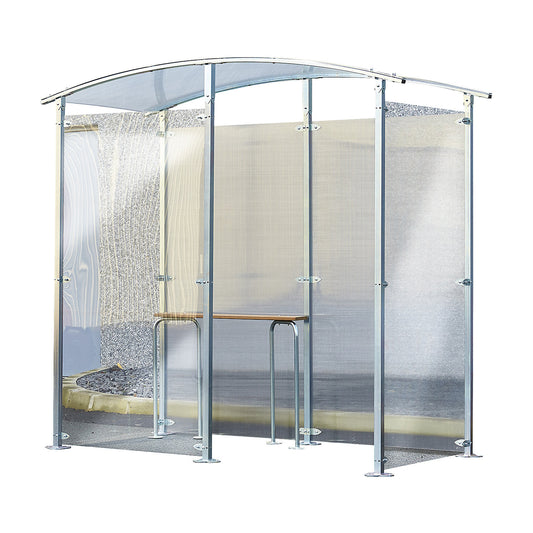 Smokers' shelter, metal, shelter, freestanding model 2 m², HxW 2205 x 2350 mm, metal finish.