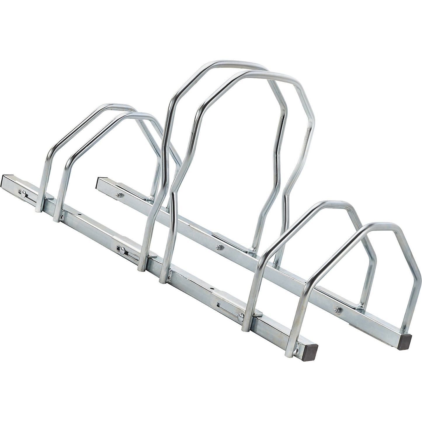 Bicycle rack, 3 parking spots on 2 levels, metal.