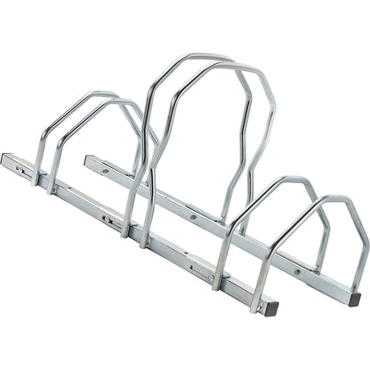 Bicycle rack, 3 parking spots on 2 levels, metal.