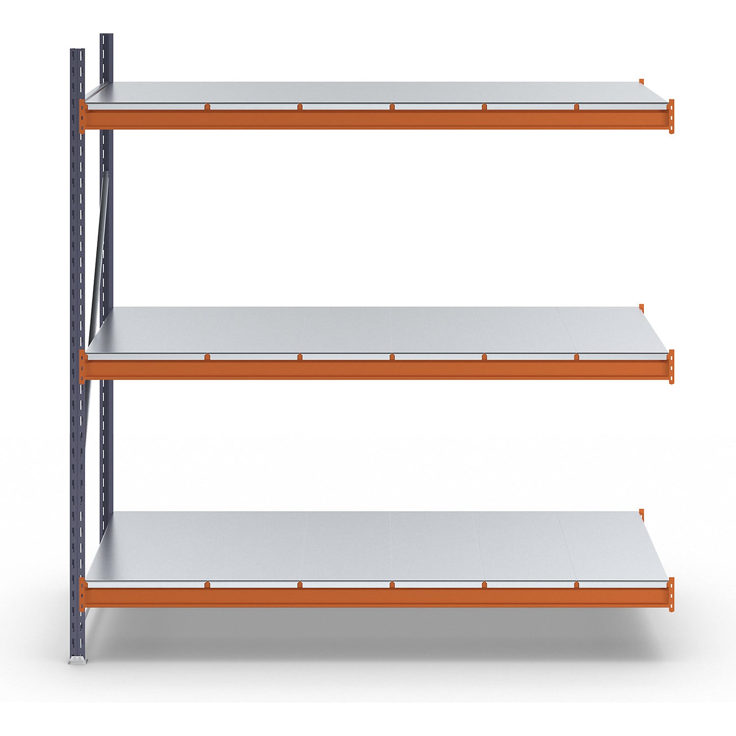 Wide span shelving unit, max. bay load 1600 kg, with steel sheet shelves, HxWxD 2000 x 1900 x 800 mm, extension shelf unit.