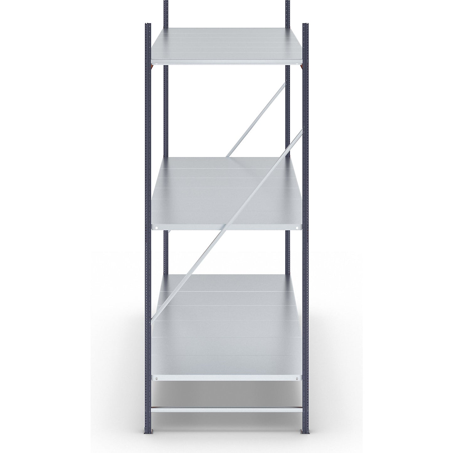 Wide span shelving unit, max. bay load 1600 kg, with steel sheet shelves, HxWxD 2000 x 1900 x 800 mm, standard shelf unit.