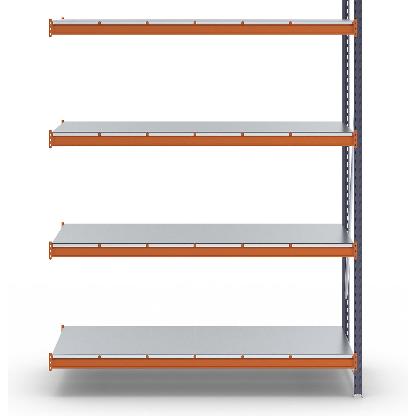 Wide span shelving unit, max. bay load 1600 kg, with steel sheet shelves, HxWxD 2500 x 1900 x 800 mm, extension shelf unit.