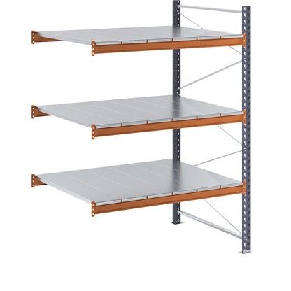 Wide span shelving unit, max. bay load 8000 kg, HxWxD 2000 x 1430.6 x 1100 mm, extension shelf unit.