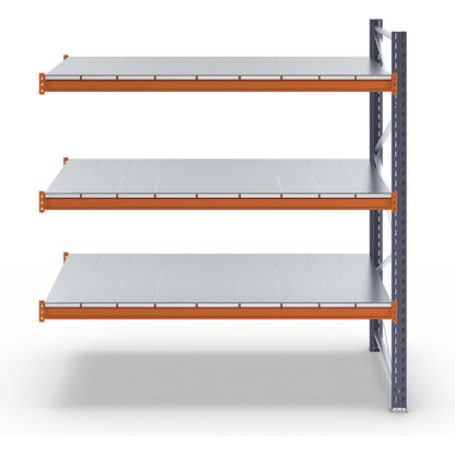 Wide span shelving unit, max. bay load 8000 kg, HxWxD 2000 x 1905.6 x 1100 mm, extension shelf unit.