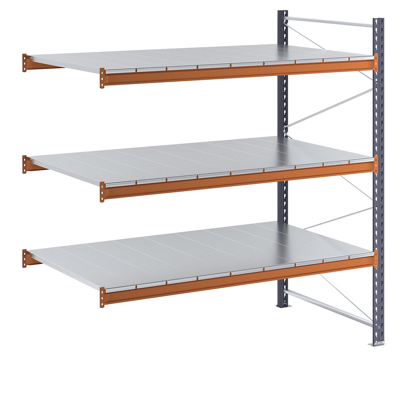 Wide span shelving unit, max. bay load 8000 kg, HxWxD 2000 x 1905.6 x 1100 mm, extension shelf unit.