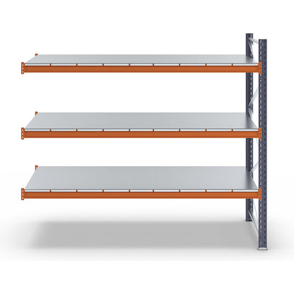 Wide span shelving unit, max. bay load 8000 kg, HxWxD 2000 x 2305.6 x 1100 mm, extension shelf unit.