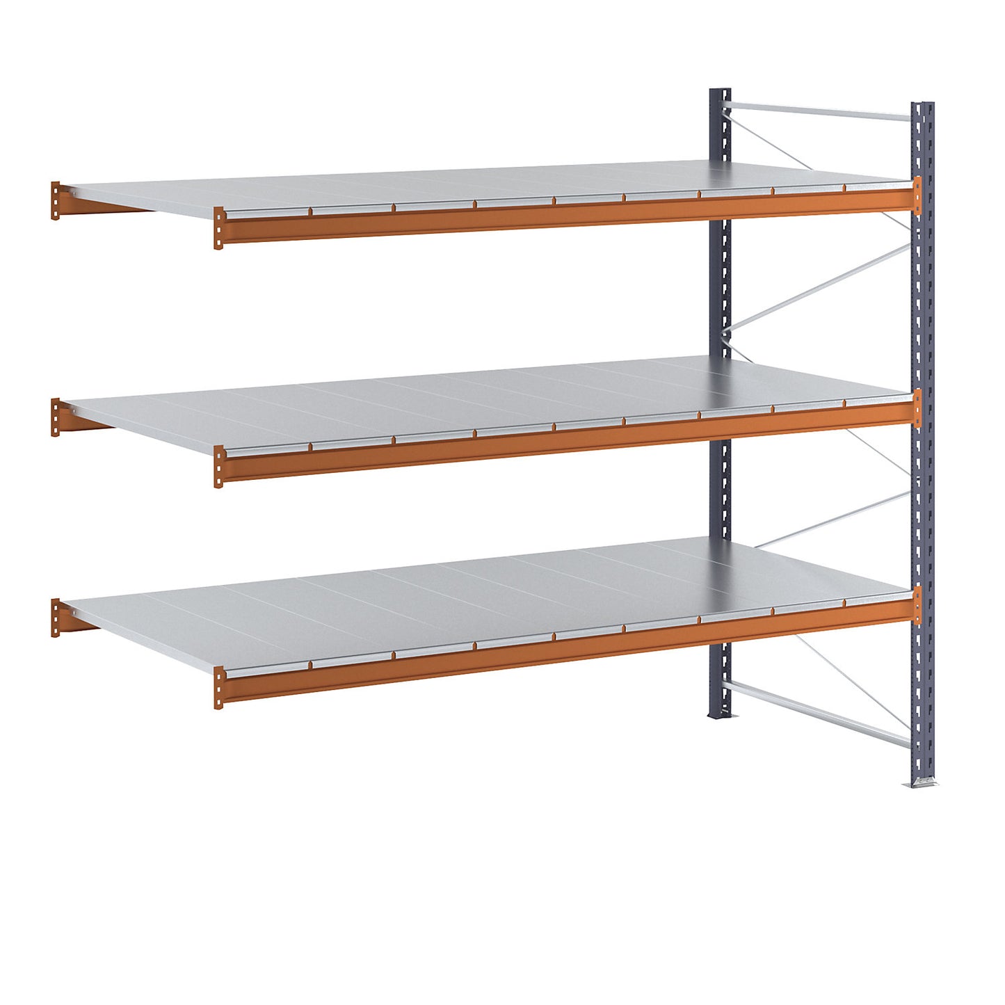 Wide span shelving unit, max. bay load 8000 kg, HxWxD 2000 x 2305.6 x 1100 mm, extension shelf unit.