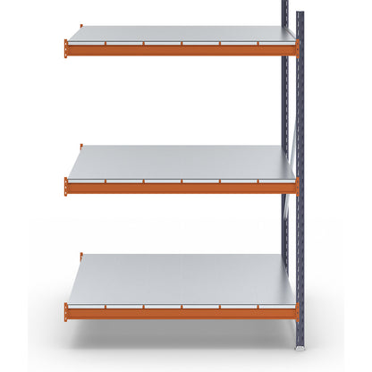Wide span shelving unit, max. bay load 6000 kg, HxWxD 2000 x 1399 x 1100 mm, extension shelf unit.