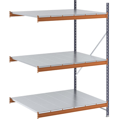 Wide span shelving unit, max. bay load 6000 kg, HxWxD 2000 x 1399 x 1100 mm, extension shelf unit.