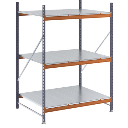 Wide span shelving unit, max. bay load 6000 kg, HxWxD 2000 x 1448 x 1100 mm, standard shelf unit.