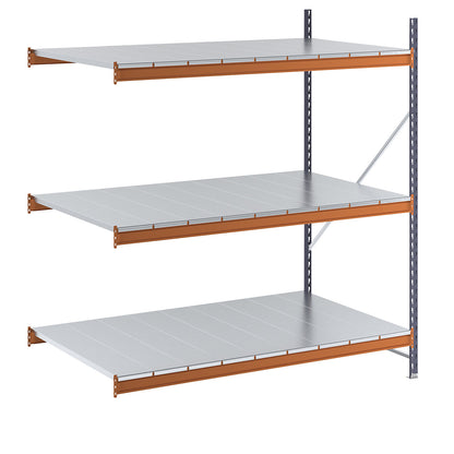 Wide span shelving unit, max. bay load 6000 kg, HxWxD 2000 x 1874 x 1100 mm, extension shelf unit.