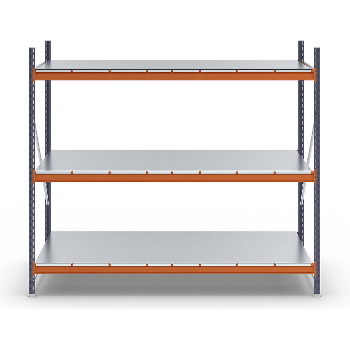 Wide span shelving unit, max. bay load 6000 kg, HxWxD 2000 x 2323 x 1100 mm, standard shelf unit.