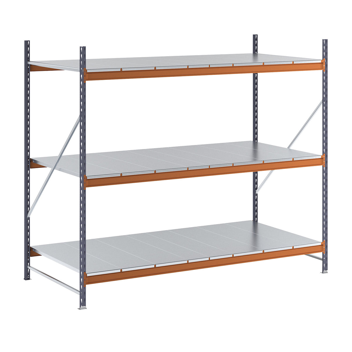 Wide span shelving unit, max. bay load 6000 kg, HxWxD 2000 x 2323 x 1100 mm, standard shelf unit.