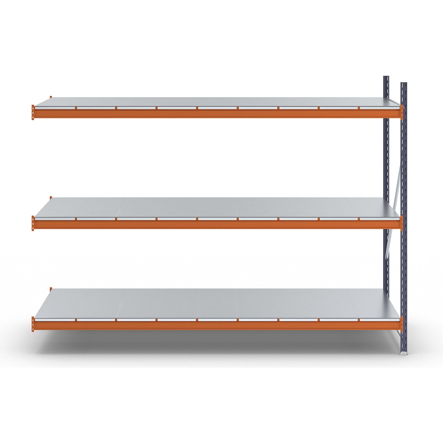 Wide span shelving unit, max. bay load 6000 kg, HxWxD 2000 x 2749 x 1100 mm, extension shelf unit.