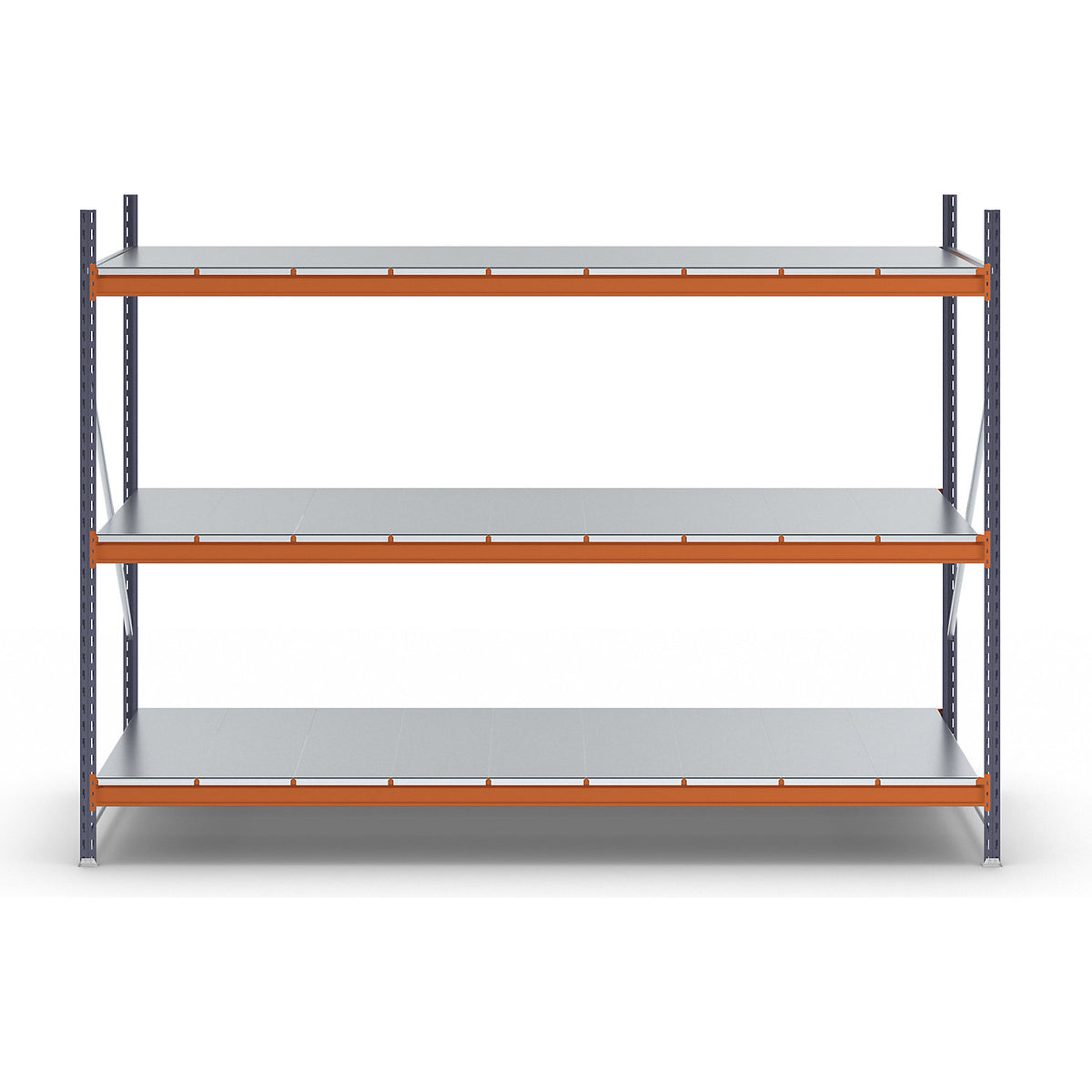 Wide span shelving unit, max. bay load 6000 kg, HxWxD 2000 x 2798 x 1100 mm, standard shelf unit.