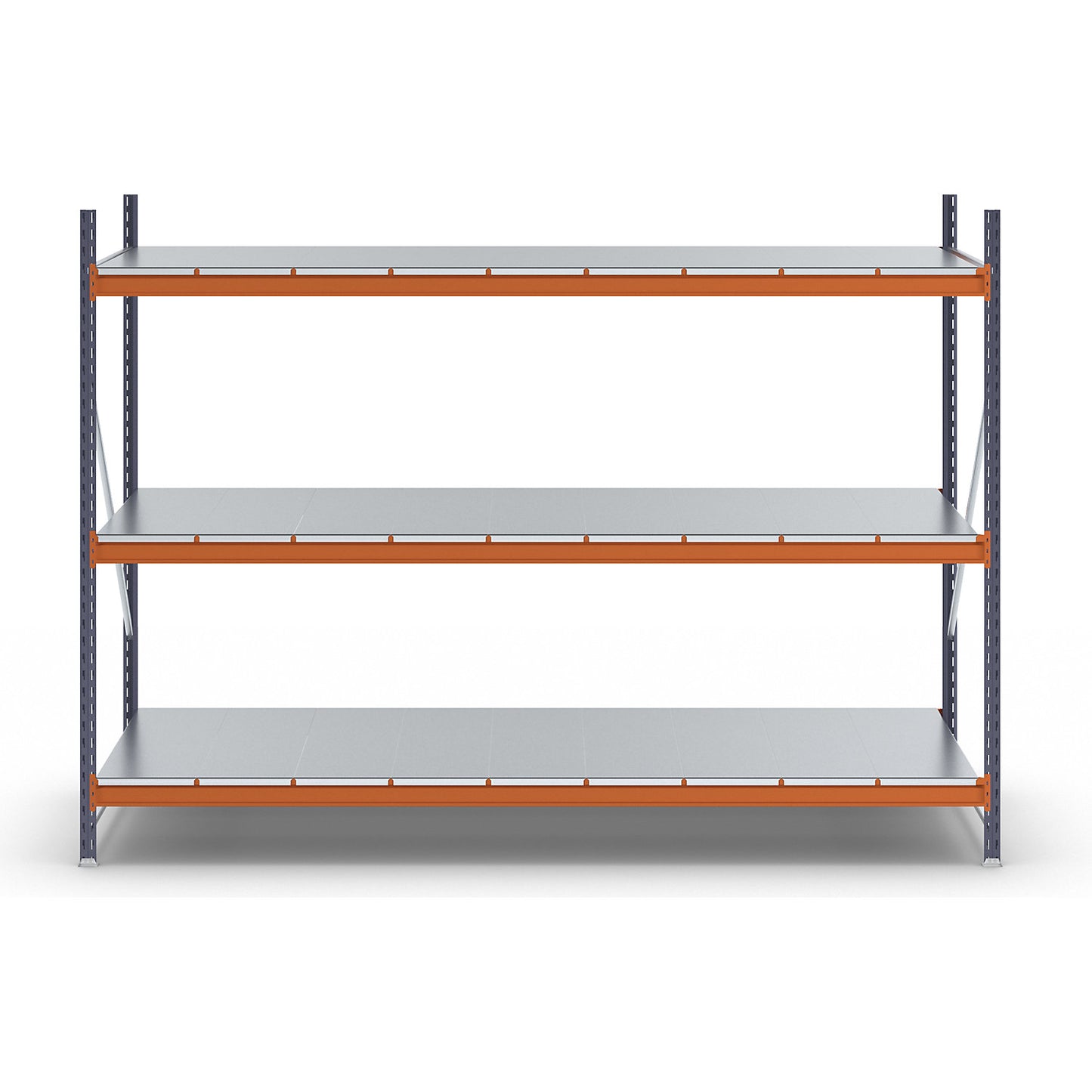 Wide span shelving unit, max. bay load 6000 kg, HxWxD 2000 x 2798 x 1100 mm, standard shelf unit.
