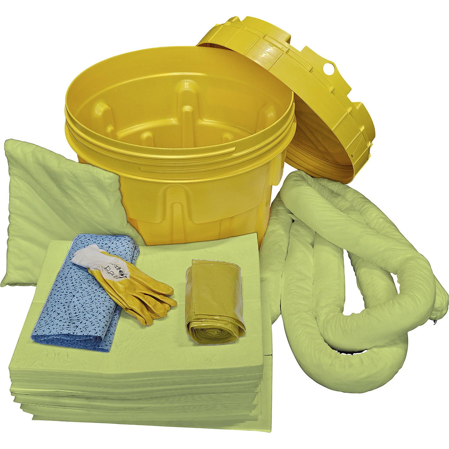 Kit for spillage emergencies, in a safety drum, absorption 75 l, chemical version, yellow.