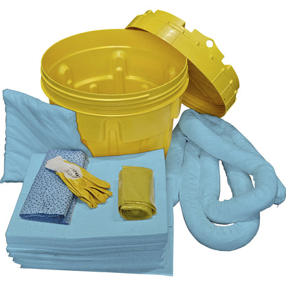 Kit for spillage emergencies, in a safety drum, absorption 75 l, oil version, blue.