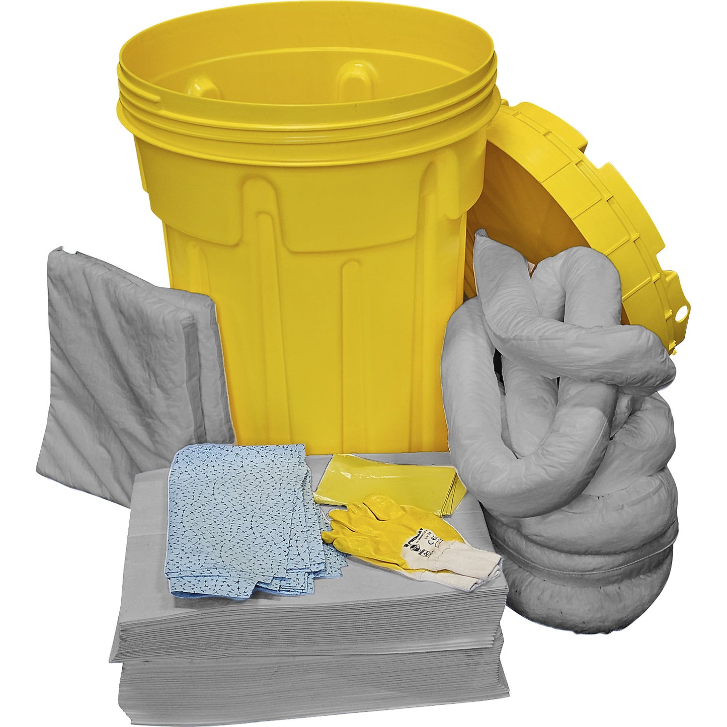 Kit for spillage emergencies, in a safety drum, absorption 100 l, universal version, grey.