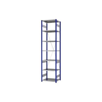 Boltless shelving unit, light duty, single-sided, HxWxD 3000 x 750 x 500 mm, blue/zinc plated, standard shelf unit.