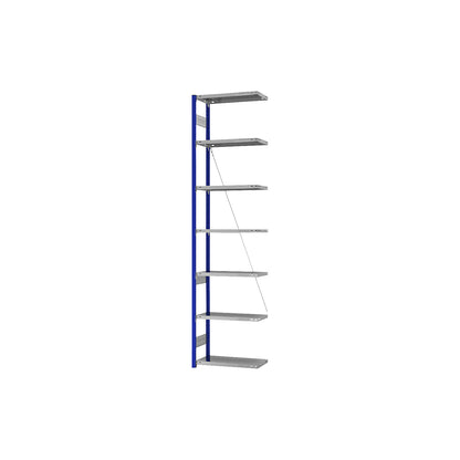Boltless shelving unit, light duty, single-sided, HxWxD 3000 x 750 x 300 mm, blue/zinc plated, extension shelf unit.