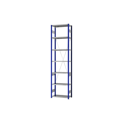 Boltless shelving unit, light duty, single-sided, HxWxD 3000 x 750 x 300 mm, blue/zinc plated, standard shelf unit.
