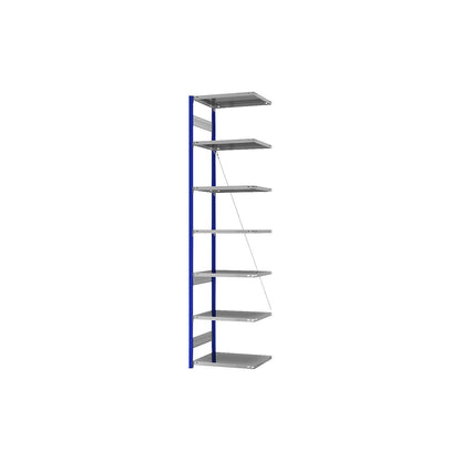 Boltless shelving unit, light duty, single-sided, HxWxD 3000 x 750 x 500 mm, blue/zinc plated, extension shelf unit.