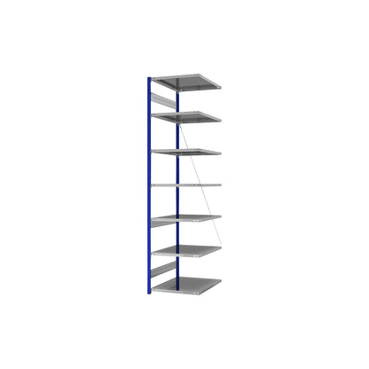 Boltless shelving unit, light duty, single-sided, HxWxD 3000 x 750 x 800 mm, blue/zinc plated, extension shelf unit.