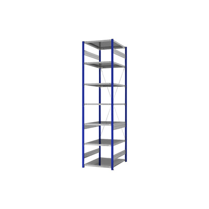 Boltless shelving unit, light duty, single-sided, HxWxD 3000 x 750 x 800 mm, blue/zinc plated, standard shelf unit.