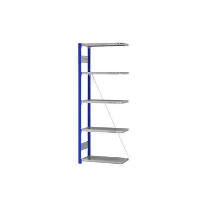Boltless shelving unit, light duty, single-sided, HxWxD 2000 x 750 x 300 mm, blue/zinc plated, extension shelf unit.