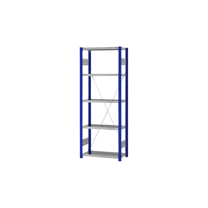 Boltless shelving unit, light duty, single-sided, HxWxD 2000 x 750 x 300 mm, blue/zinc plated, standard shelf unit.