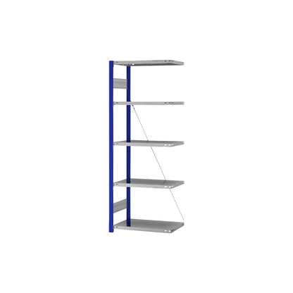 Boltless shelving unit, light duty, single-sided, HxWxD 2000 x 750 x 400 mm, blue/zinc plated, extension shelf unit.