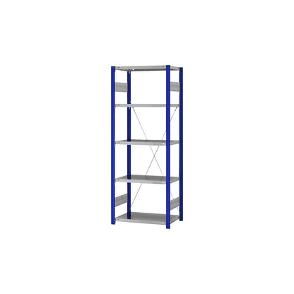 Boltless shelving unit, light duty, single-sided, HxWxD 2000 x 750 x 400 mm, blue/zinc plated, standard shelf unit.