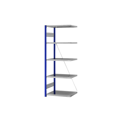 Boltless shelving unit, light duty, single-sided, HxWxD 2000 x 750 x 500 mm, blue/zinc plated, extension shelf unit.