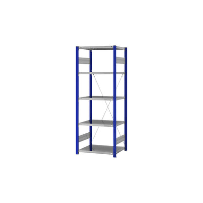 Boltless shelving unit, light duty, single-sided, HxWxD 2000 x 750 x 500 mm, blue/zinc plated, standard shelf unit.