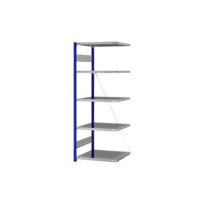 Boltless shelving unit, light duty, single-sided, HxWxD 2000 x 750 x 600 mm, blue/zinc plated, extension shelf unit.