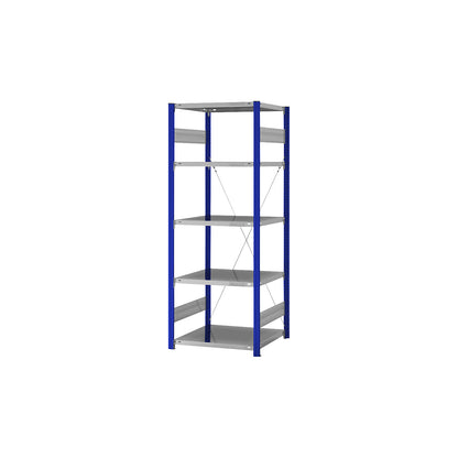 Boltless shelving unit, light duty, single-sided, HxWxD 2000 x 750 x 600 mm, blue/zinc plated, standard shelf unit.